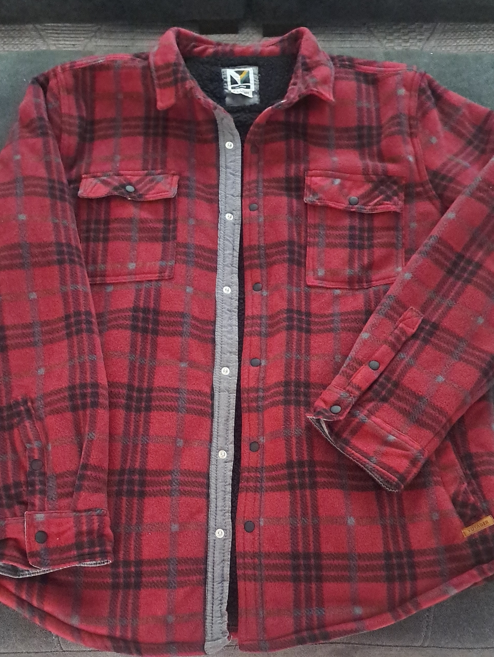 Men's Red Plaid Sherpa-Lined Shirt Jacket